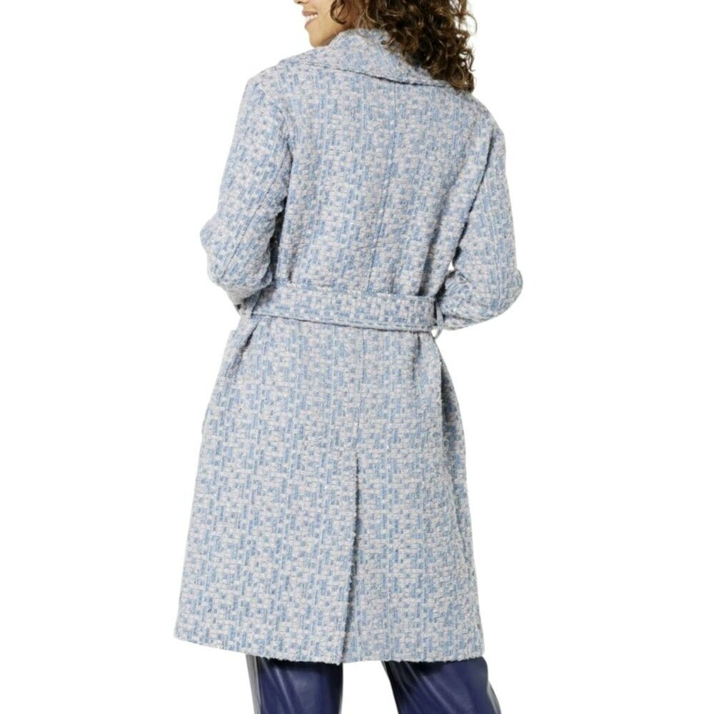 Kathy Ireland Belted Tweed Coat Medium Double-Breasted NWT - Picture 2 of 5